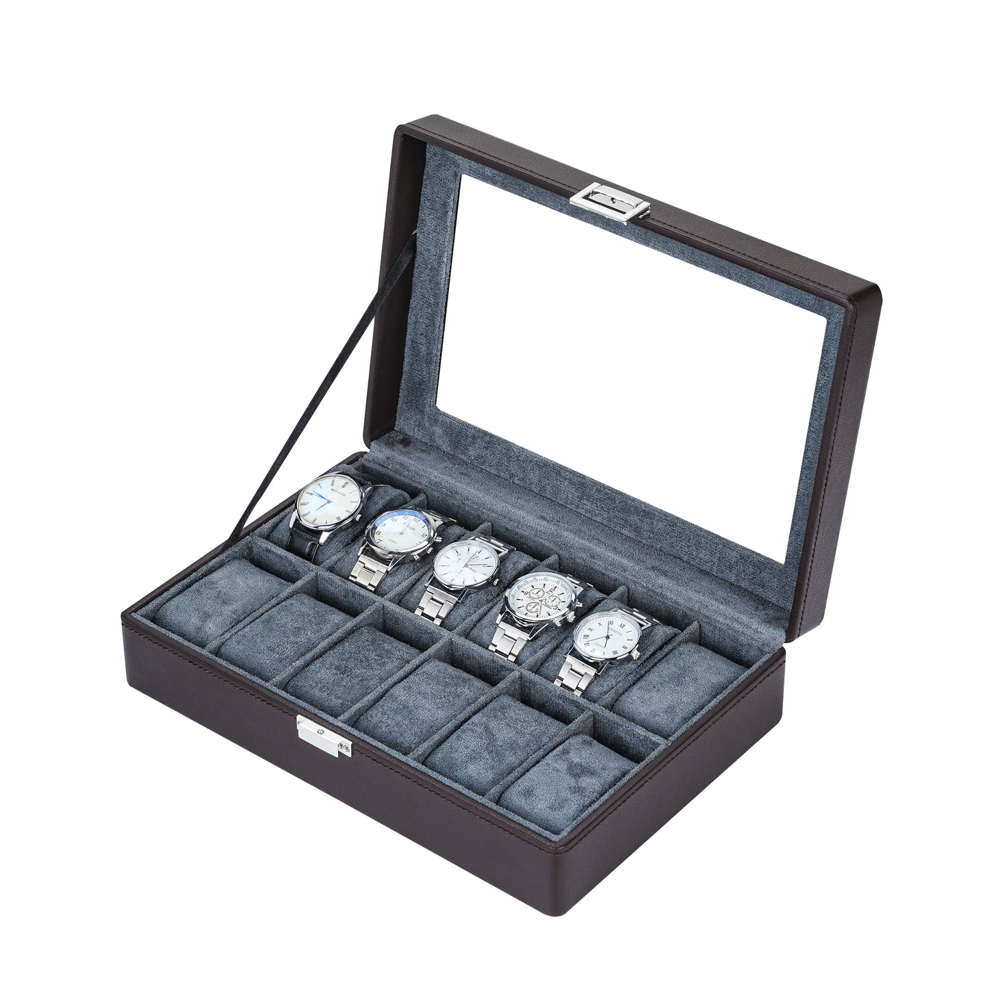 12-Solts Earth-Tone Pebble Finish Watch Packaging Box