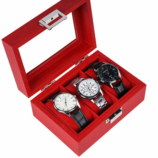New arrival 3 slots watch organizer box red watch case with factory price