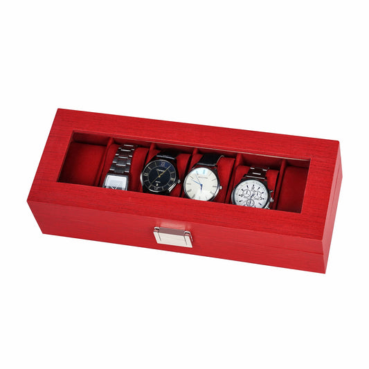 New arrival 6 slots watch organizer box red watch case with factory price