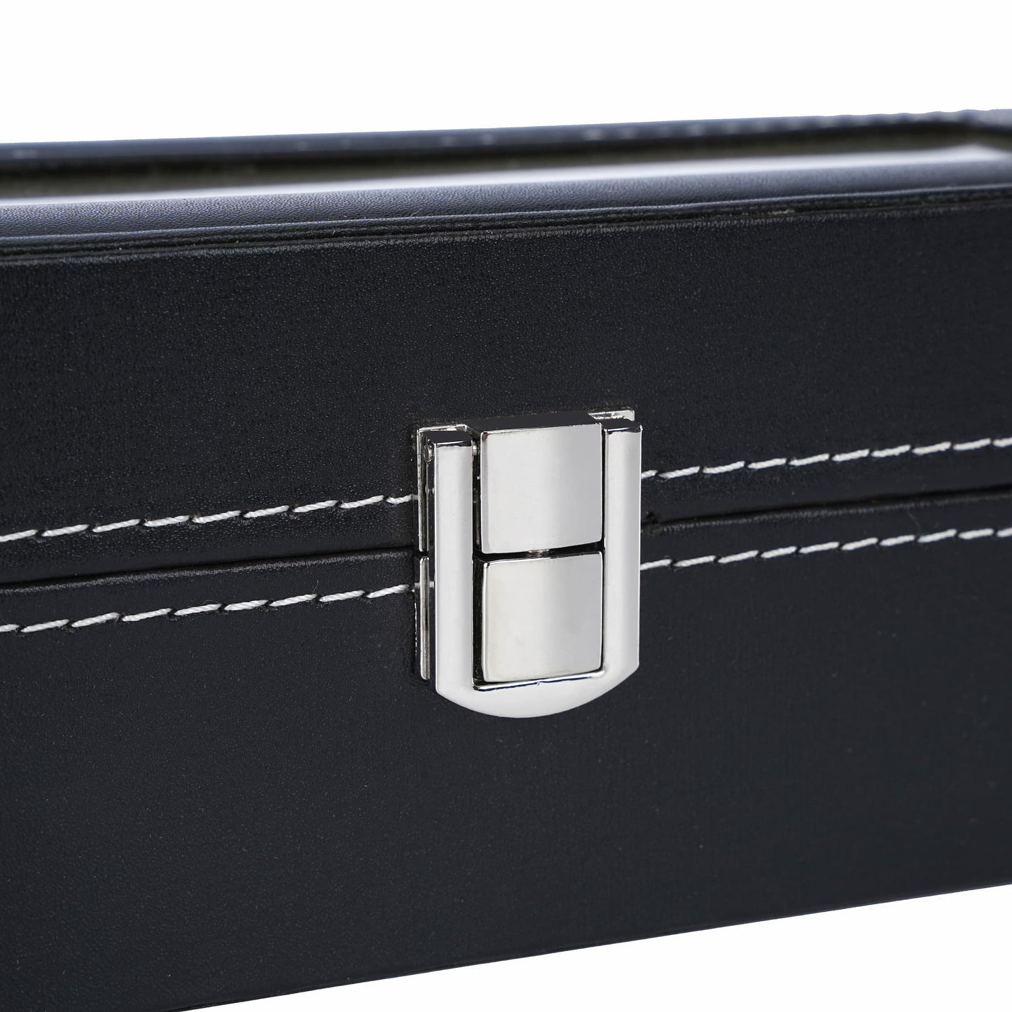 Faux leather 2 slots watch storage organizer box with real glass lid for men and women