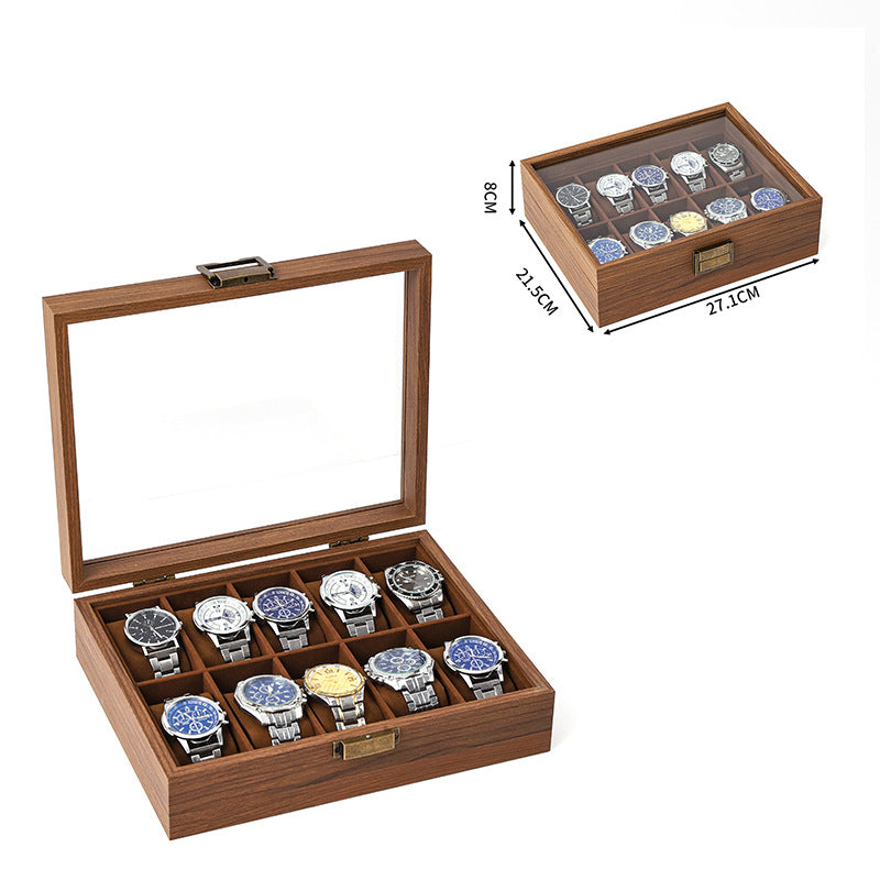 Handmade Walnut 10-Slot Watch Case – Premium Wooden Storage Box