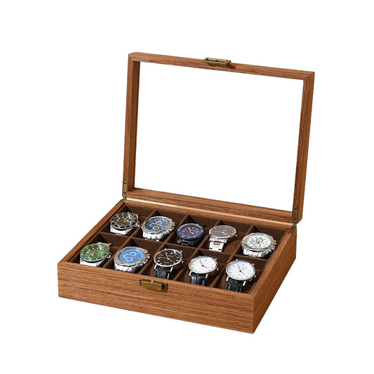Handmade Walnut 10-Slot Watch Case – Premium Wooden Storage Box