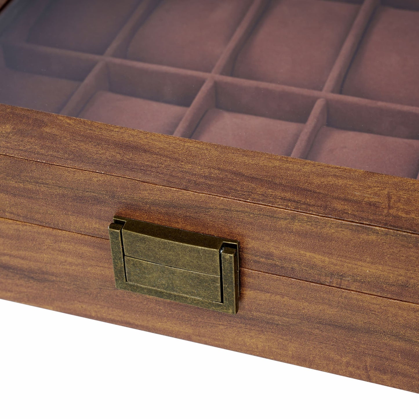 10 Slots Brown Fancy Paper Watch Organizer Case Factory Direct Supply Watch Box With Real Glass Lid