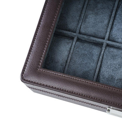 10-Solts Luxury Coffee Brown Watch Box with Pebble Surface Finish