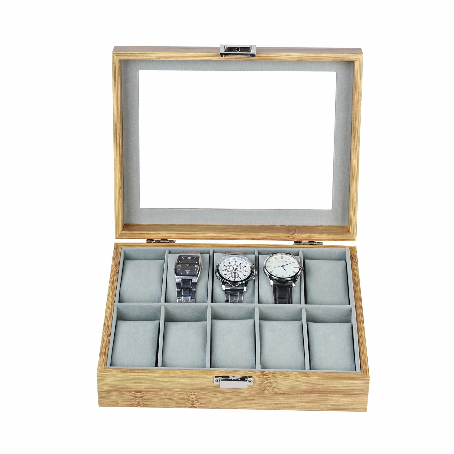 High-grade 10 slots bamboo grain luxury watch case factory direct supply watch storage box