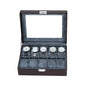 10-Solts Luxury Coffee Brown Watch Box with Pebble Surface Finish