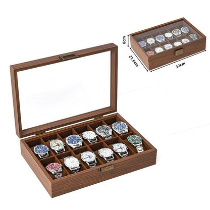 12 Slots Natural Walnut Wooden Watch Storage Case – Elegant Wooden Gift Box