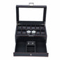 12 Slots Luxury Black Carbon Fiber Watch Box Jewelry Organizer Case Jewelry Bracelet Necklace Ring Double Layer Storage Box