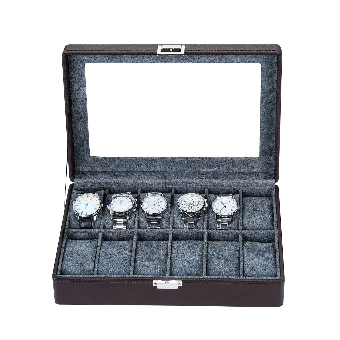 12-Solts Earth-Tone Pebble Finish Watch Packaging Box