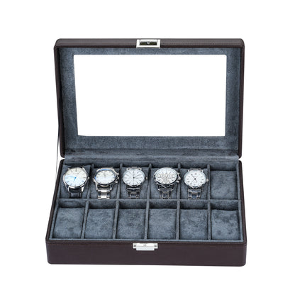 12-Solts Earth-Tone Pebble Finish Watch Packaging Box