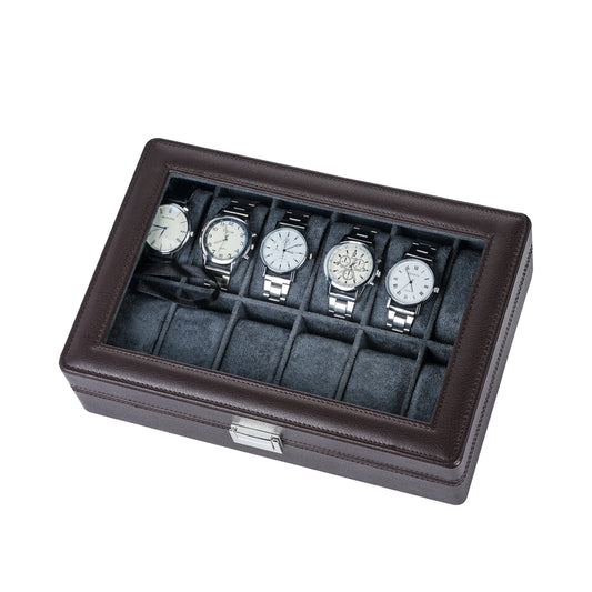 12-Solts Earth-Tone Pebble Finish Watch Packaging Box