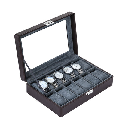 12-Solts Earth-Tone Pebble Finish Watch Packaging Box