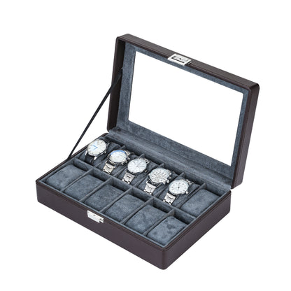 12-Solts Earth-Tone Pebble Finish Watch Packaging Box