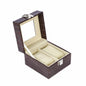 High quality 2 slots watch storage case brown crocodile grained pu leather watch box with factory price