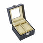 Faux leather 2 slots watch storage organizer box with real glass lid for men and women
