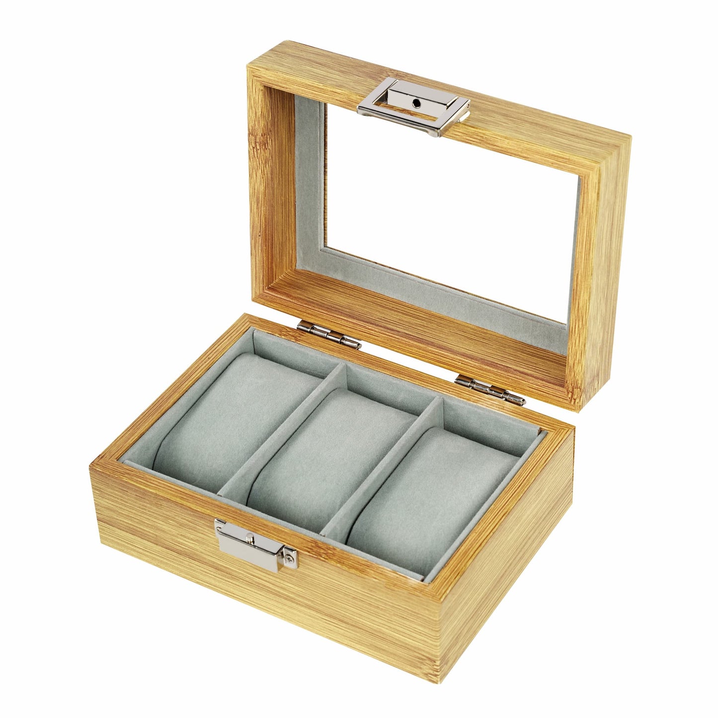 Luxury 3 slots bamboo grain  watch storage box high-grade watch case with factory direct price