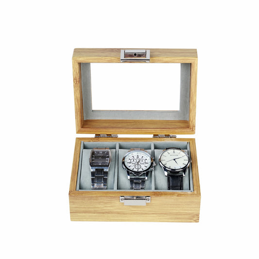 Luxury 3 slots bamboo grain  watch storage box high-grade watch case with factory direct price