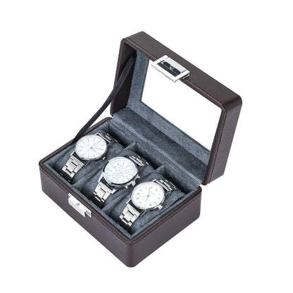 3-Solts Pebble Texture Brown Watch Box – Natural Elegance Series