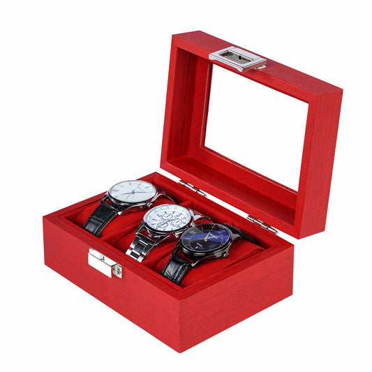 New arrival 3 slots watch organizer box red watch case with factory price