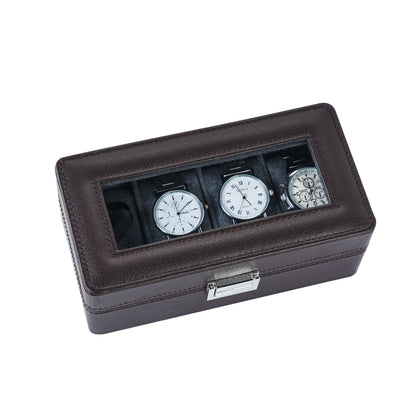 4-Solts Coffee Brown Pebble Grain Luxury Watch Case