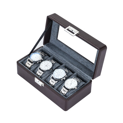 4-Solts Coffee Brown Pebble Grain Luxury Watch Case