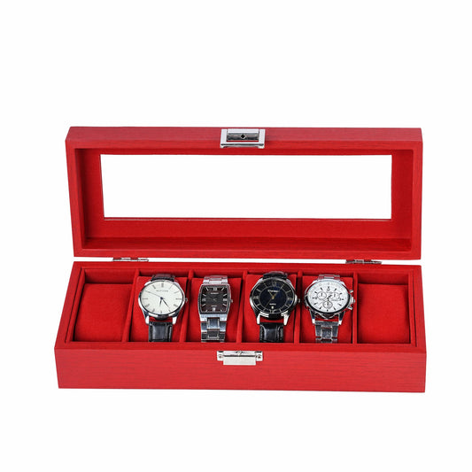 New arrival 6 slots watch organizer box red watch case with factory price
