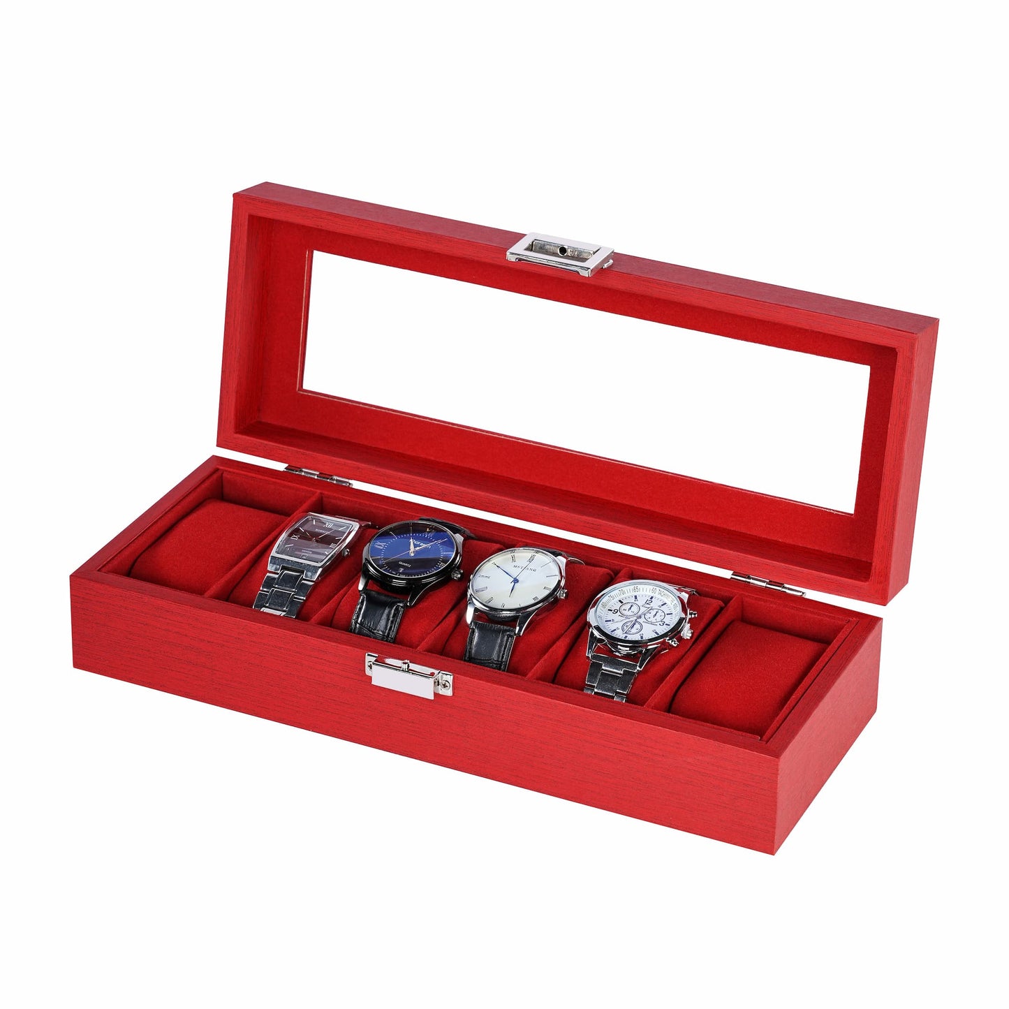 New arrival 6 slots watch organizer box red watch case with factory price