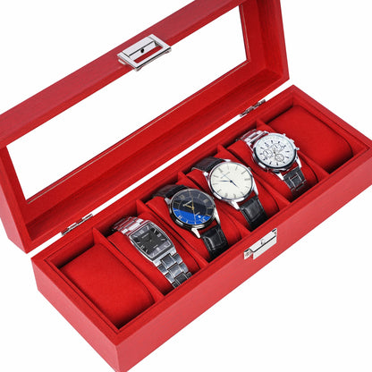 New arrival 6 slots watch organizer box red watch case with factory price