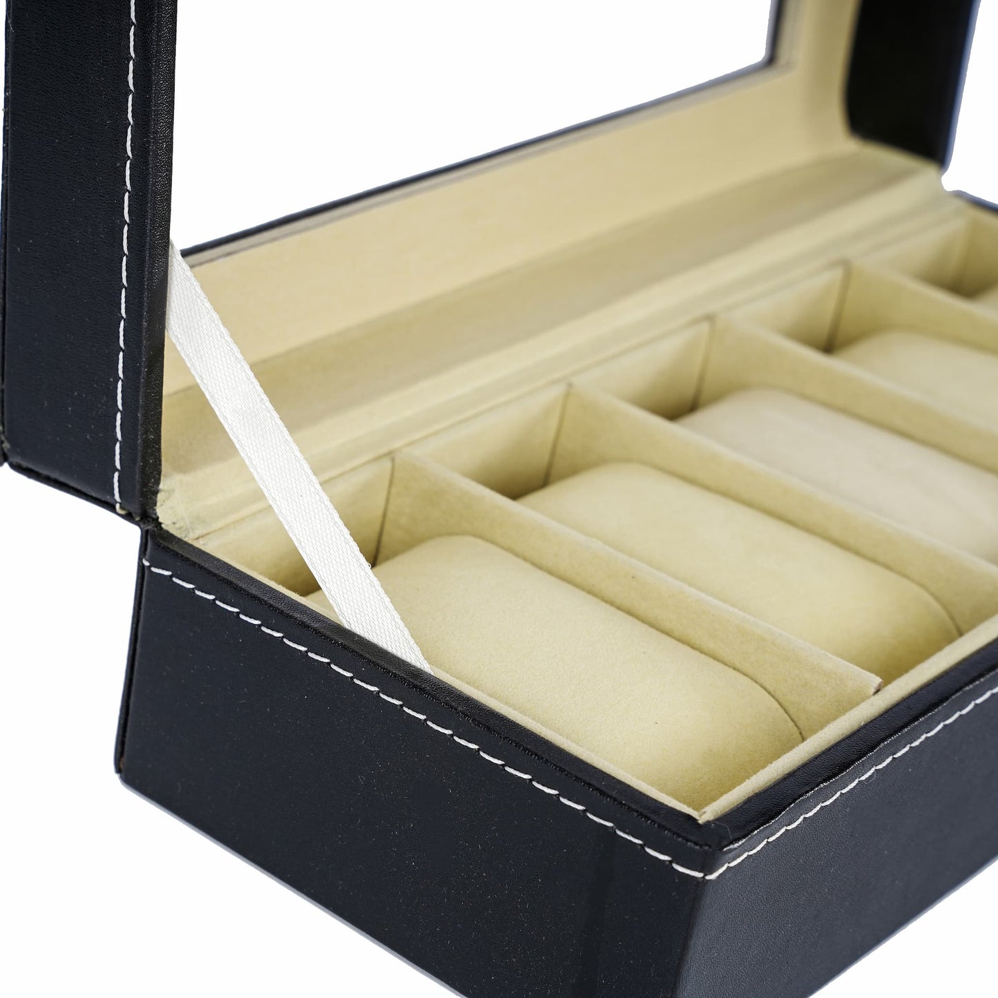 Factory direct supply faux leather 5 slots watch storage organizer box with velvet lining