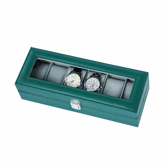6-slot watch organizer box green color pu leather watch case with factory price