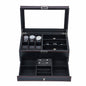 6+3 slots Carbon Fiber Double Layer Jewelry Storage Box Watch Display Case