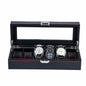 6 Slots High Quality Black Carbon Fiber Leather Wrist Watch Organizer Display Storage Box With Red Sewing