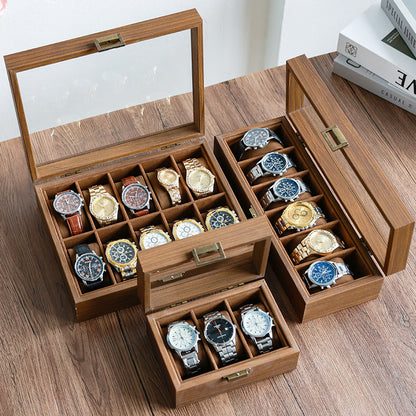Walnut Watch Storage Box – 3 Slot Wooden Case with Soft Lining