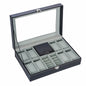 New arrival watch box jewerly case with real glass lid, 8 slots for watches and 2 slots for jewelries