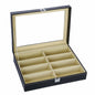 8 slots sunglasses box pu leather sunglasses case with real glass lid for women or men